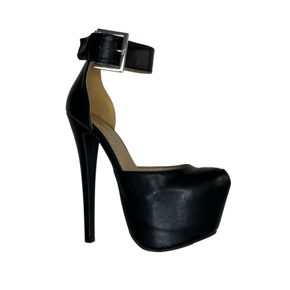 Shoe Republic LA "Shanna" Black Elegant Black Platform Heels - Picture 1 of 1